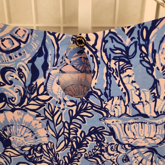 Lilly Pulitzer small Waverly top in blue and pastel pink aquatic print - Picture 4 of 5